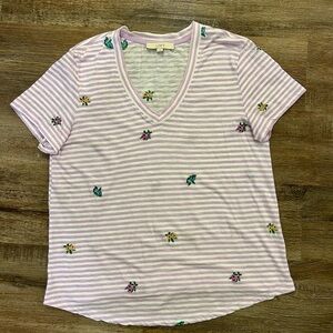 LOFT White Relaxed Embellished T-Shirt